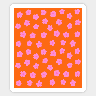 Pink and Orange Groovy Flower Pattern Sticker